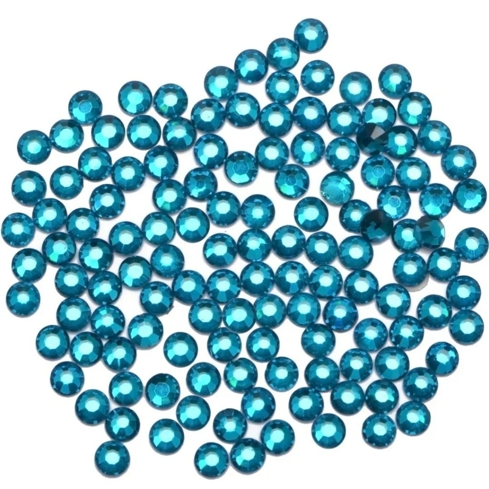 1500 Pieces HotFix Glass Flatback Rhinestones Round Crystal Gem Blue Zicron SS16